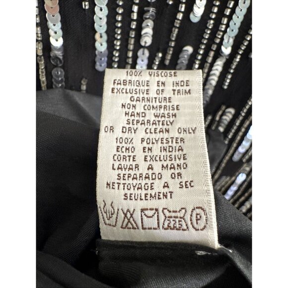 Flapper sequin 3/4 Sleeve, New Years Dress black &‎ sliver sparkly small Gatsby - Picture 12 of 12